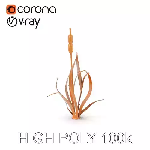 Metallic Cattail Sculpture D Model Pack