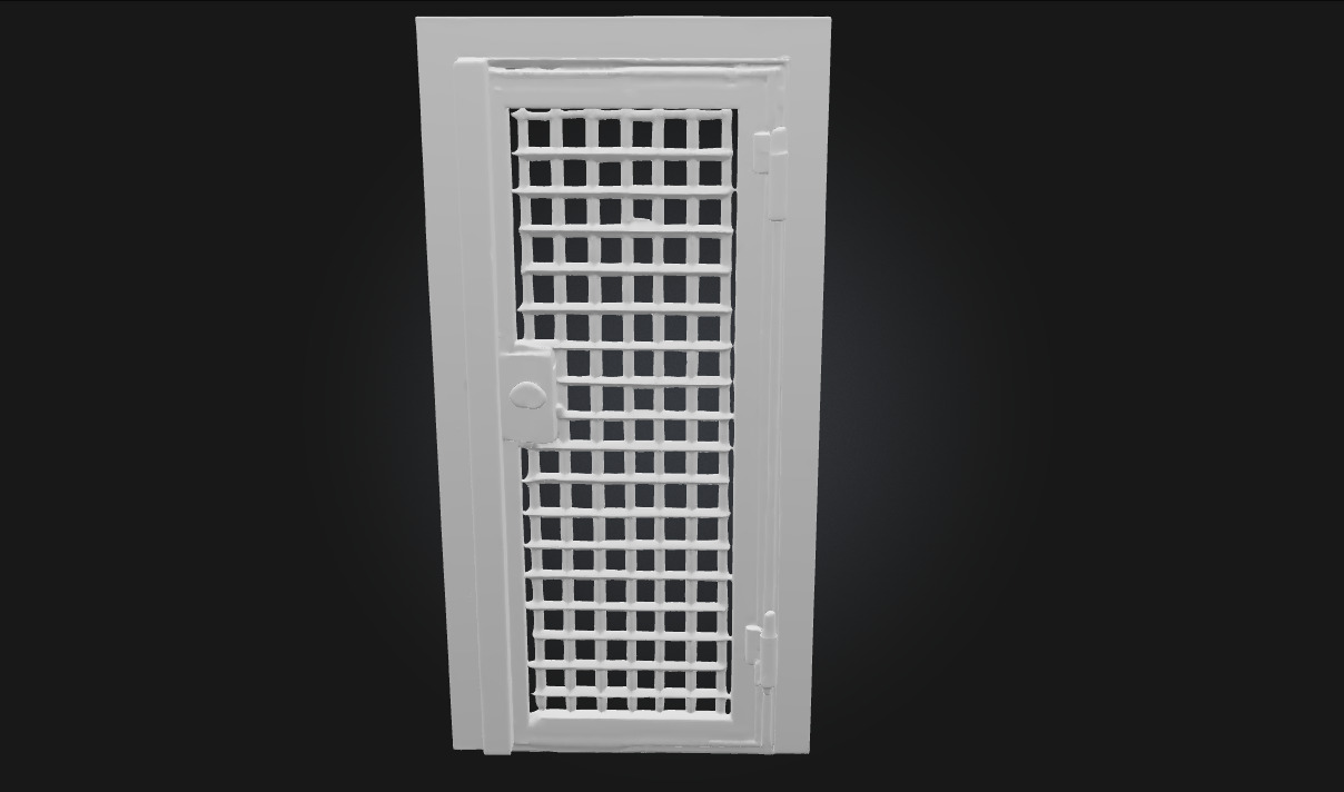 Rusty Grid Door Aged Metal Barrier 3D model_6