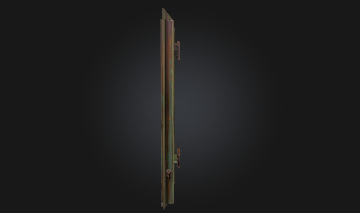 Rusty Grid Door Aged Metal Barrier 3D model_2