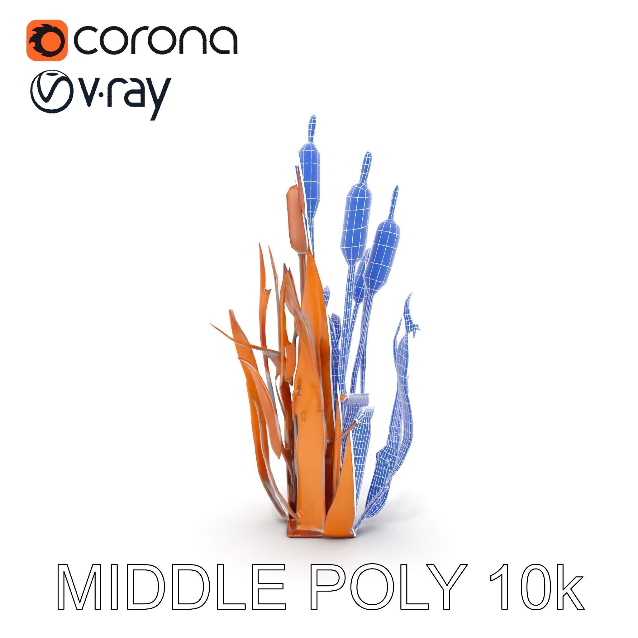 Metal Cattail Sculpture Model Pack Low-poly 3D model_27