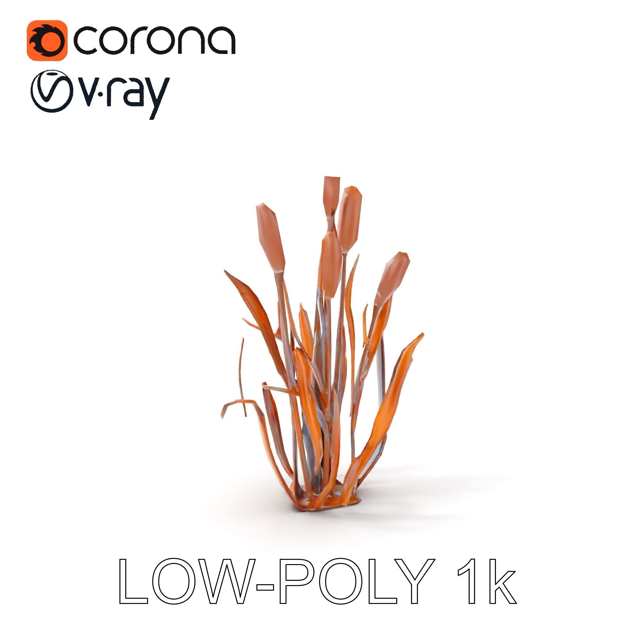 Metal Cattail Sculpture Model Pack Low-poly 3D model_19