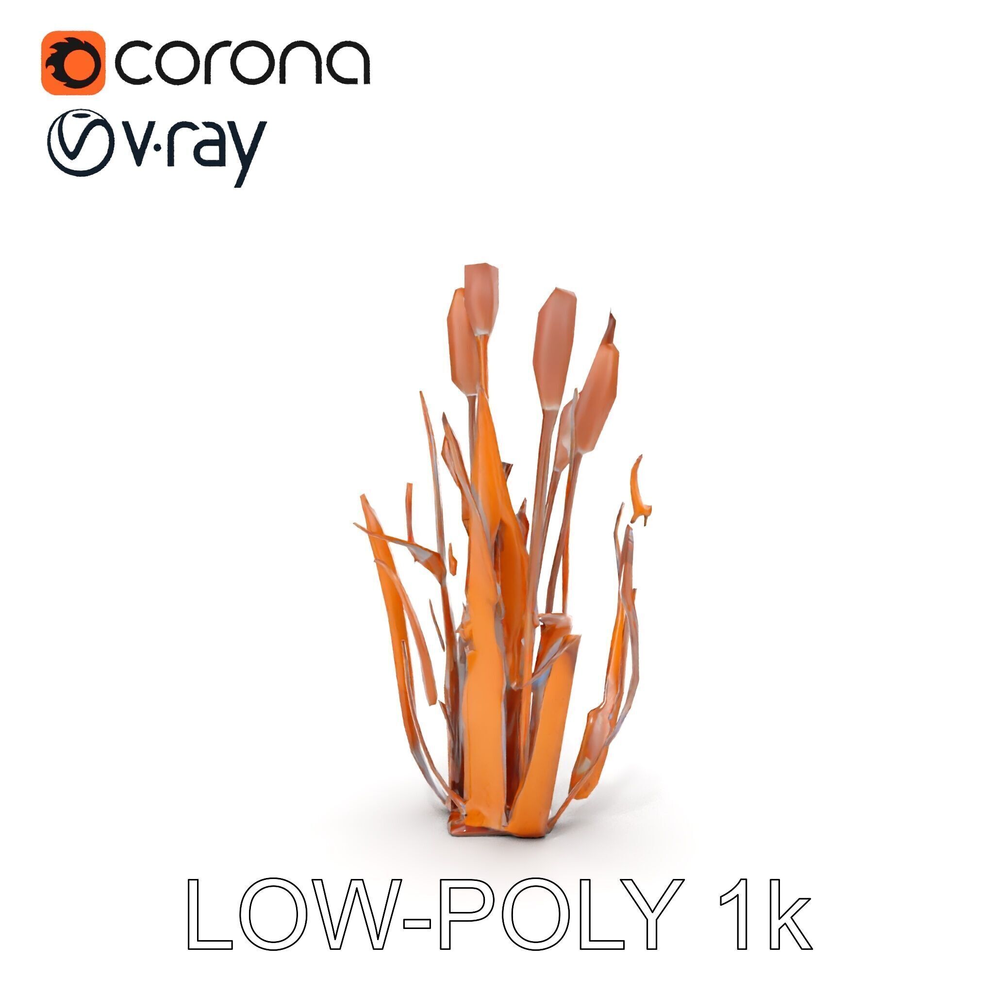 Metal Cattail Sculpture Model Pack Low-poly 3D model_22