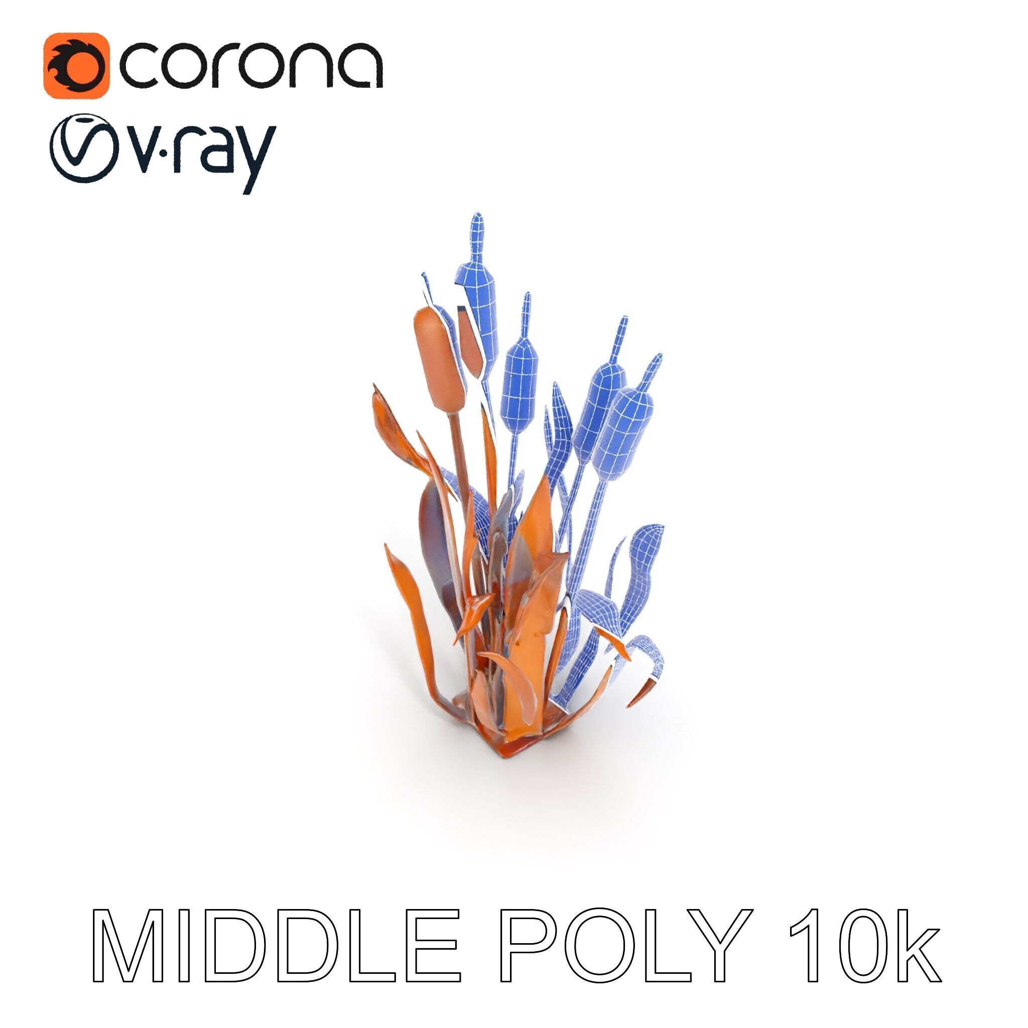 Metal Cattail Sculpture Model Pack Low-poly 3D model_18