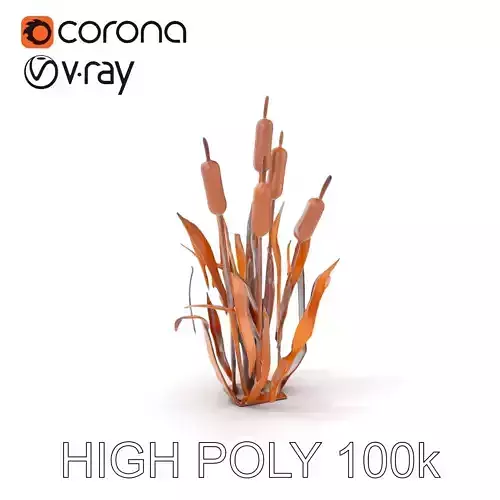 Metal Cattail Sculpture Model Pack Low-poly 3D model