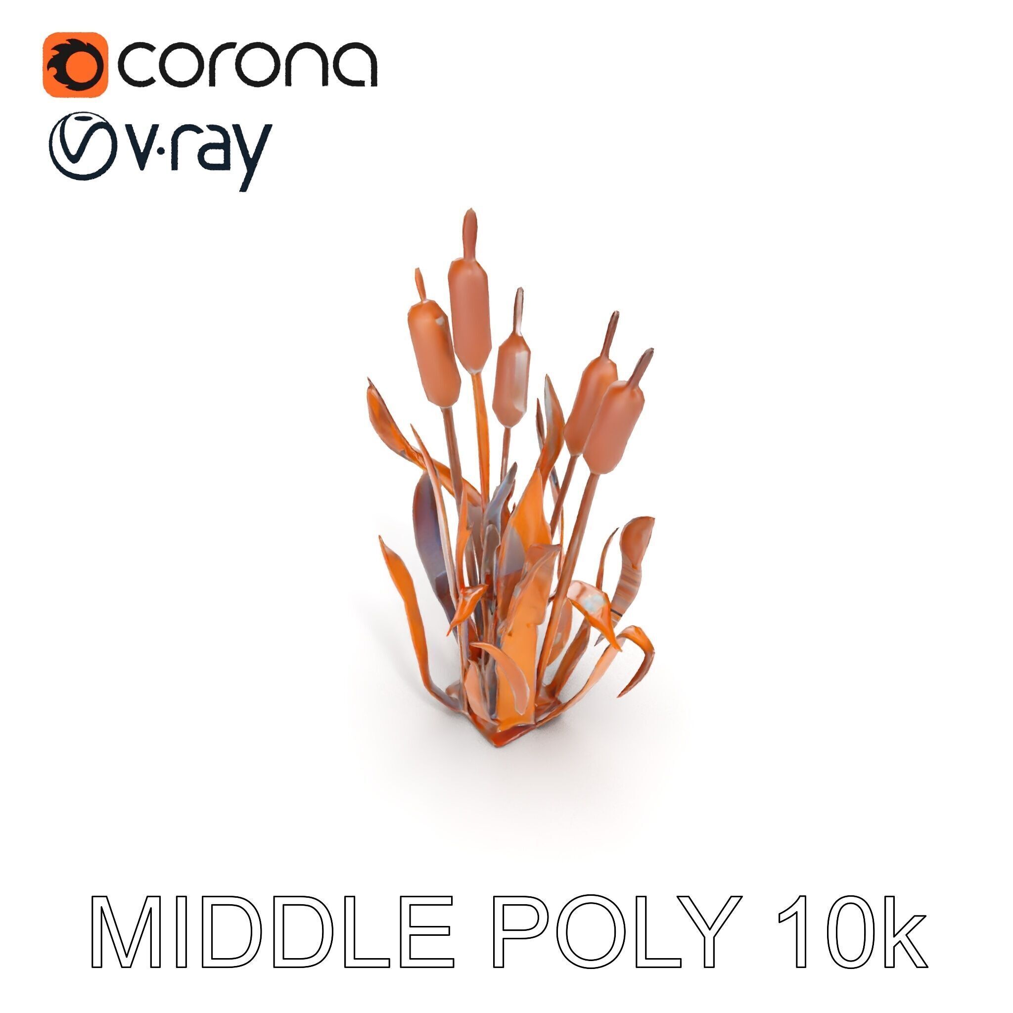 Metal Cattail Sculpture Model Pack Low-poly 3D model_15