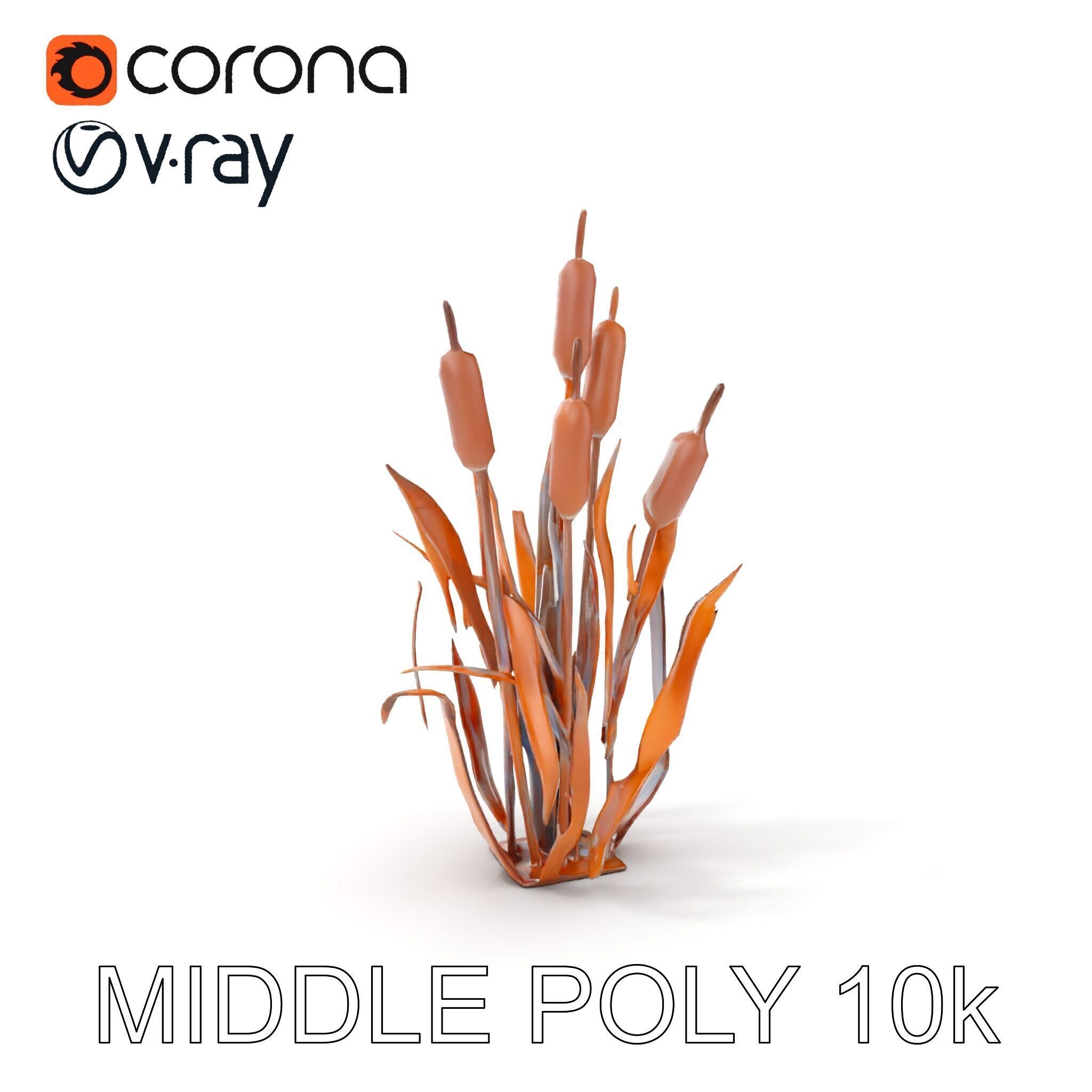 Metal Cattail Sculpture Model Pack Low-poly 3D model_8