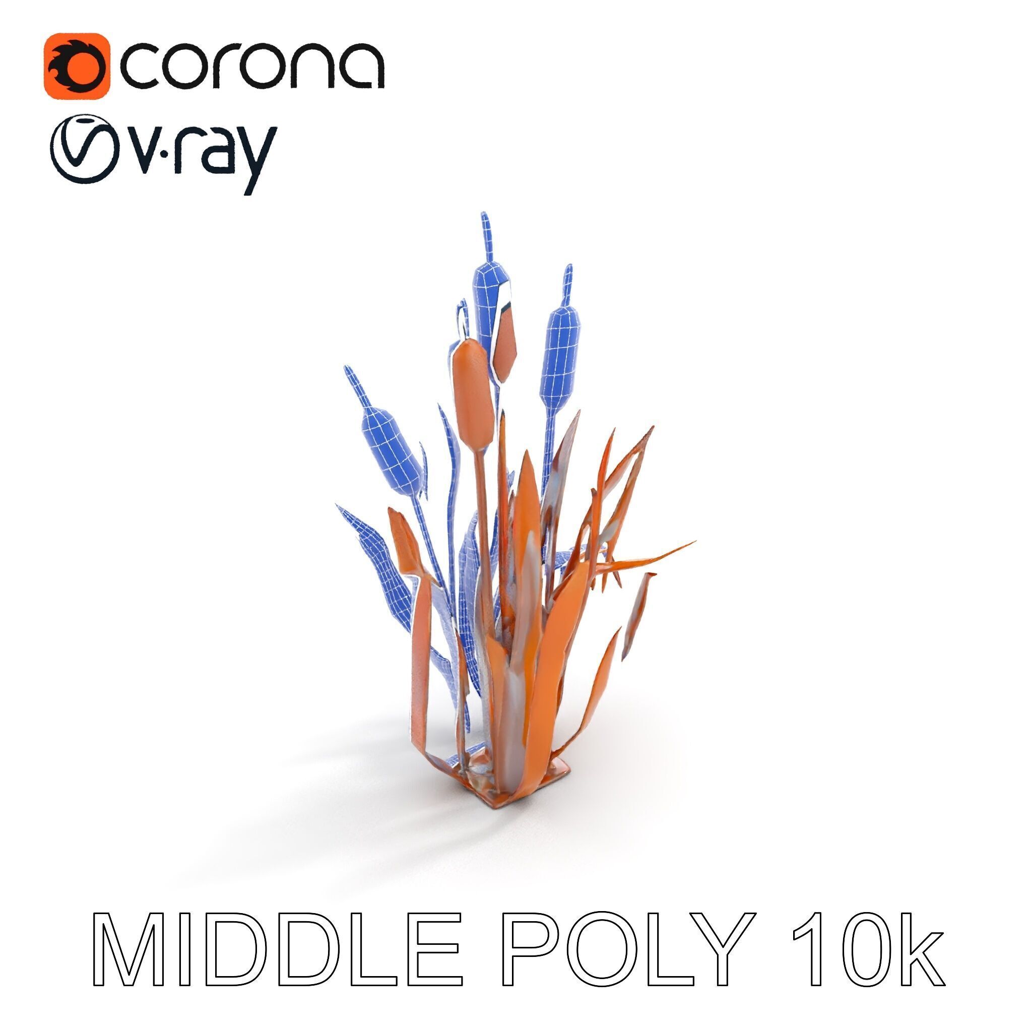 Metal Cattail Sculpture Model Pack Low-poly 3D model_24