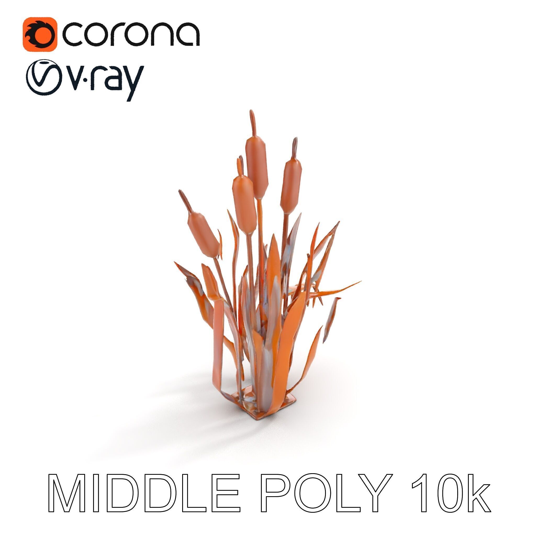 Metal Cattail Sculpture Model Pack Low-poly 3D model_11