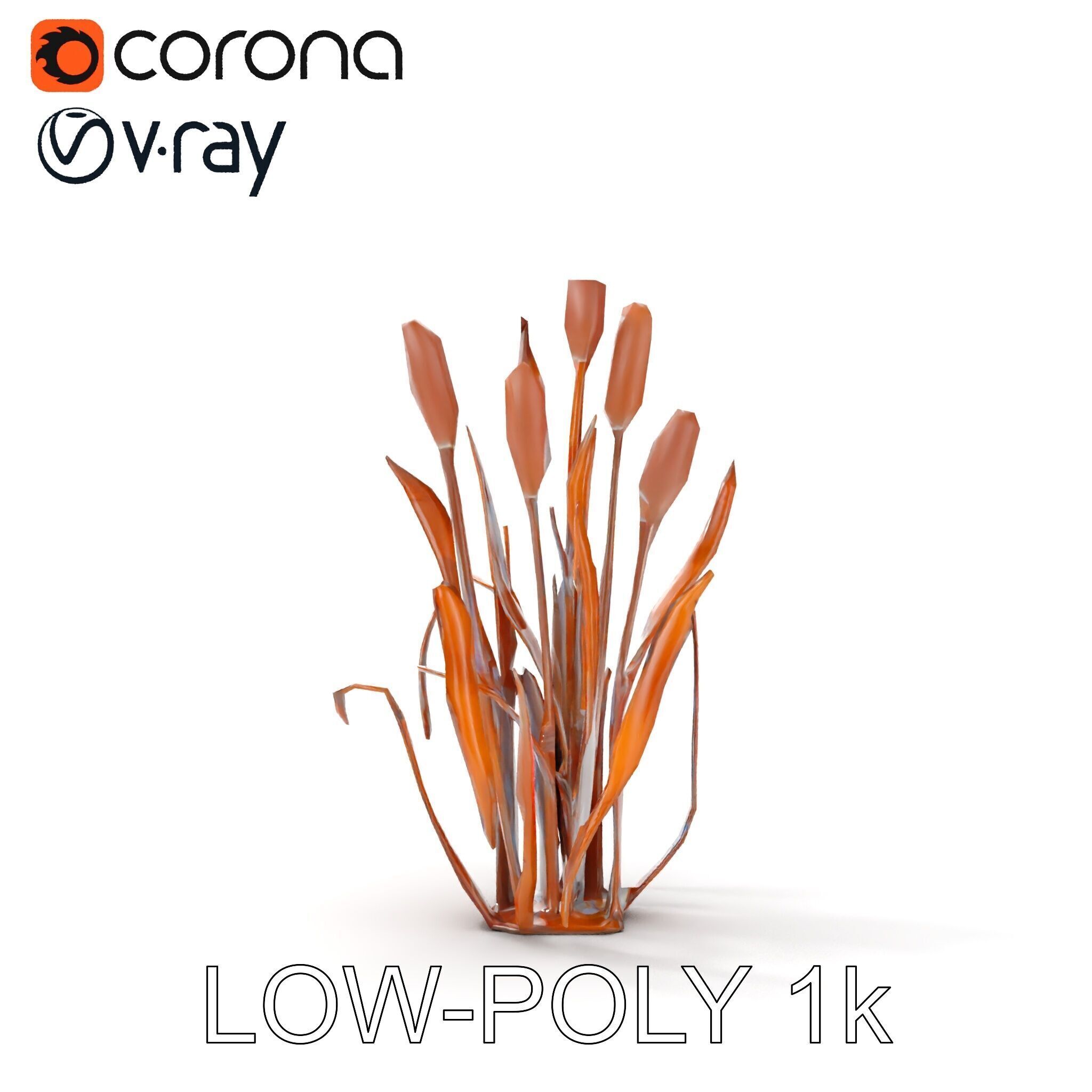 Metal Cattail Sculpture Model Pack Low-poly 3D model_9