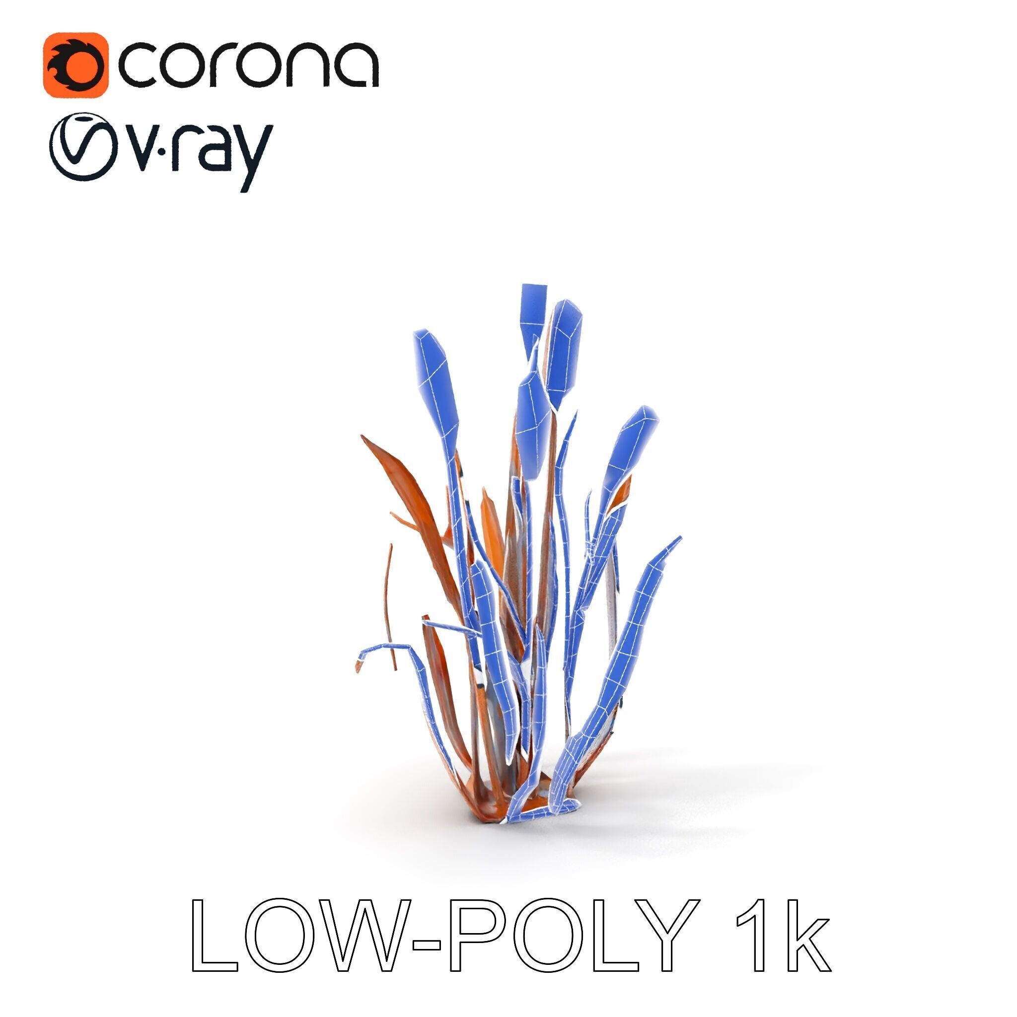 Metal Cattail Sculpture Model Pack Low-poly 3D model_16