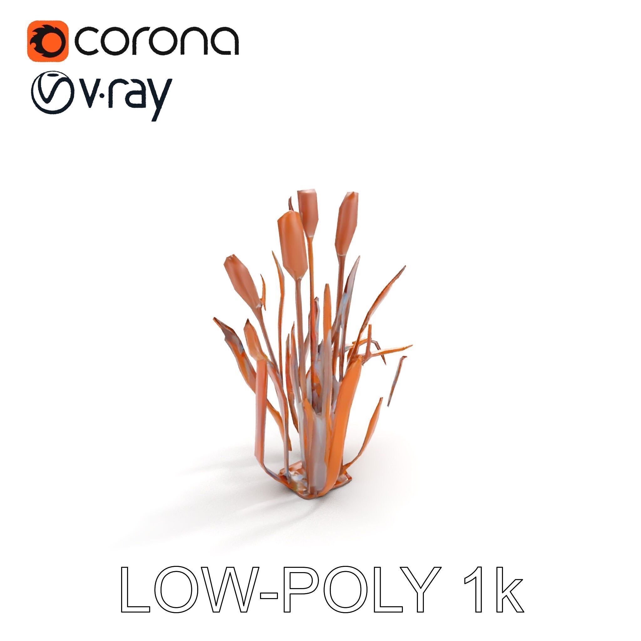 Metal Cattail Sculpture Model Pack Low-poly 3D model_12