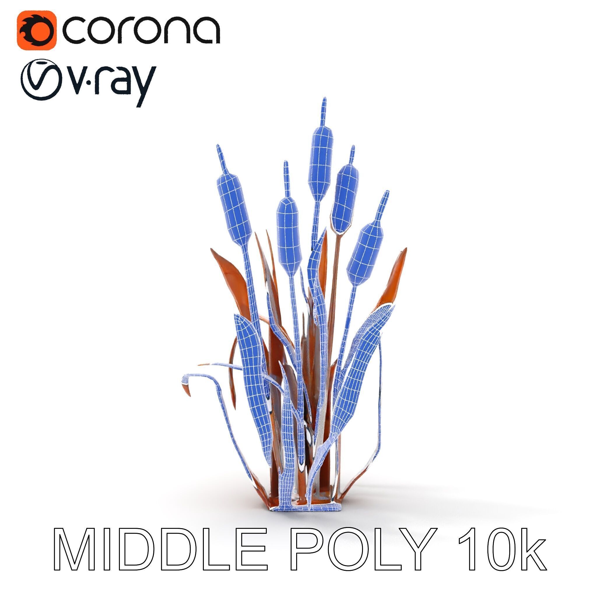 Metal Cattail Sculpture Model Pack Low-poly 3D model_30