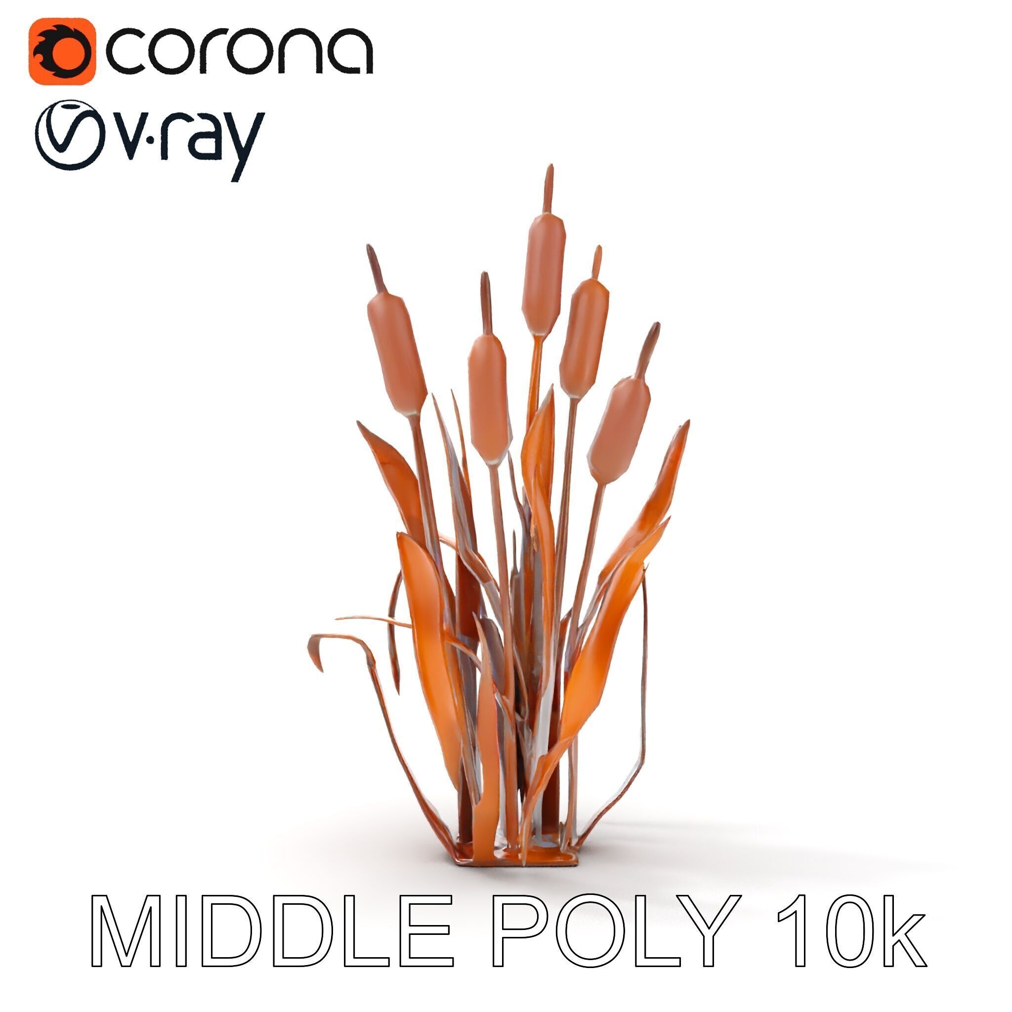 Metal Cattail Sculpture Model Pack Low-poly 3D model_6