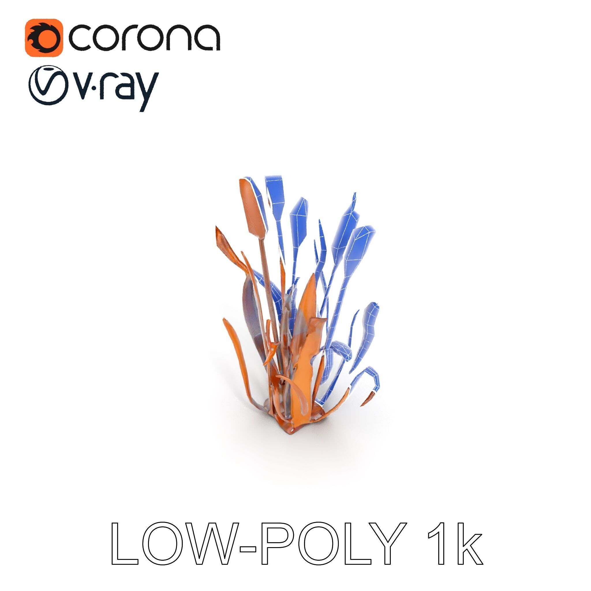 Metal Cattail Sculpture Model Pack Low-poly 3D model_31