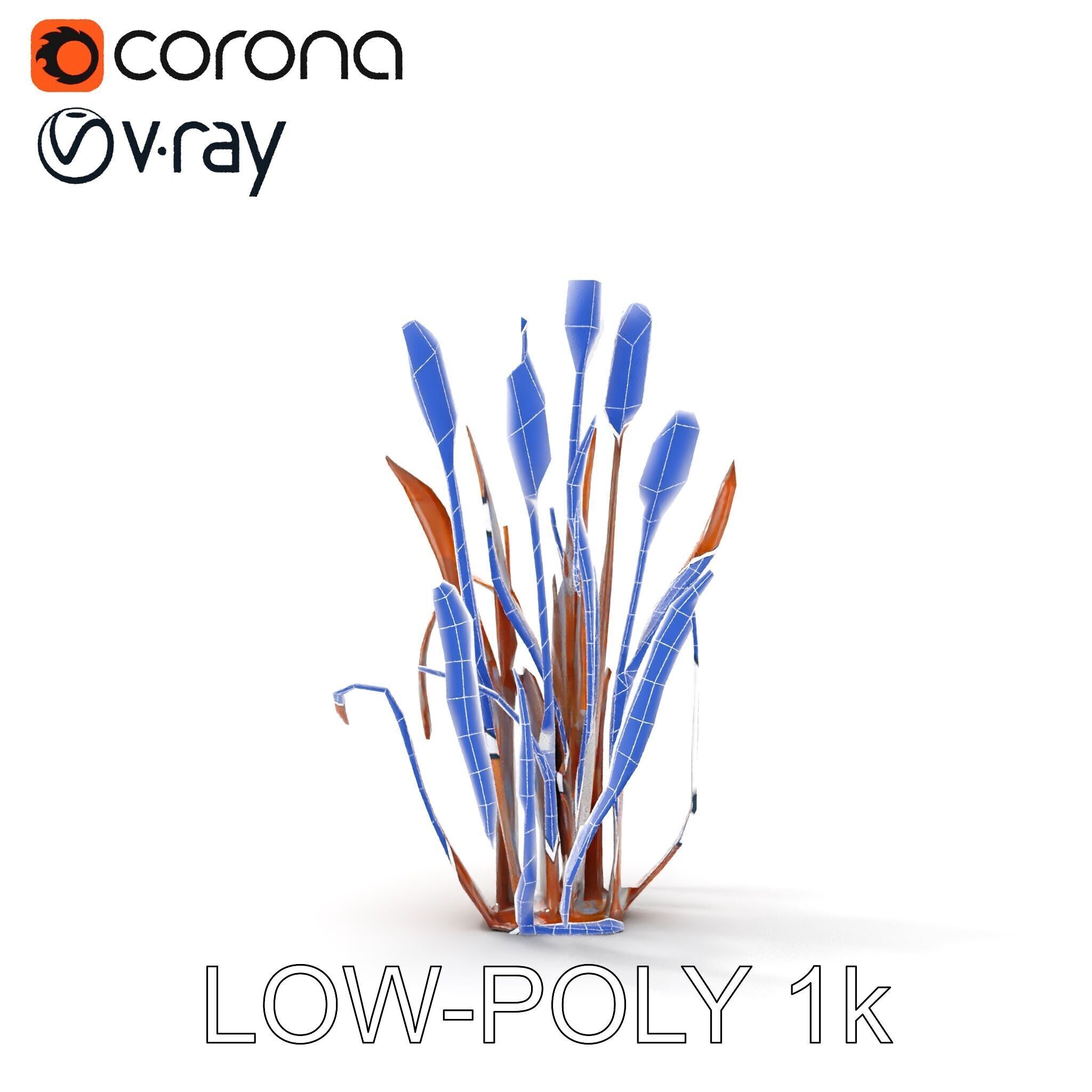 Metal Cattail Sculpture Model Pack Low-poly 3D model_28