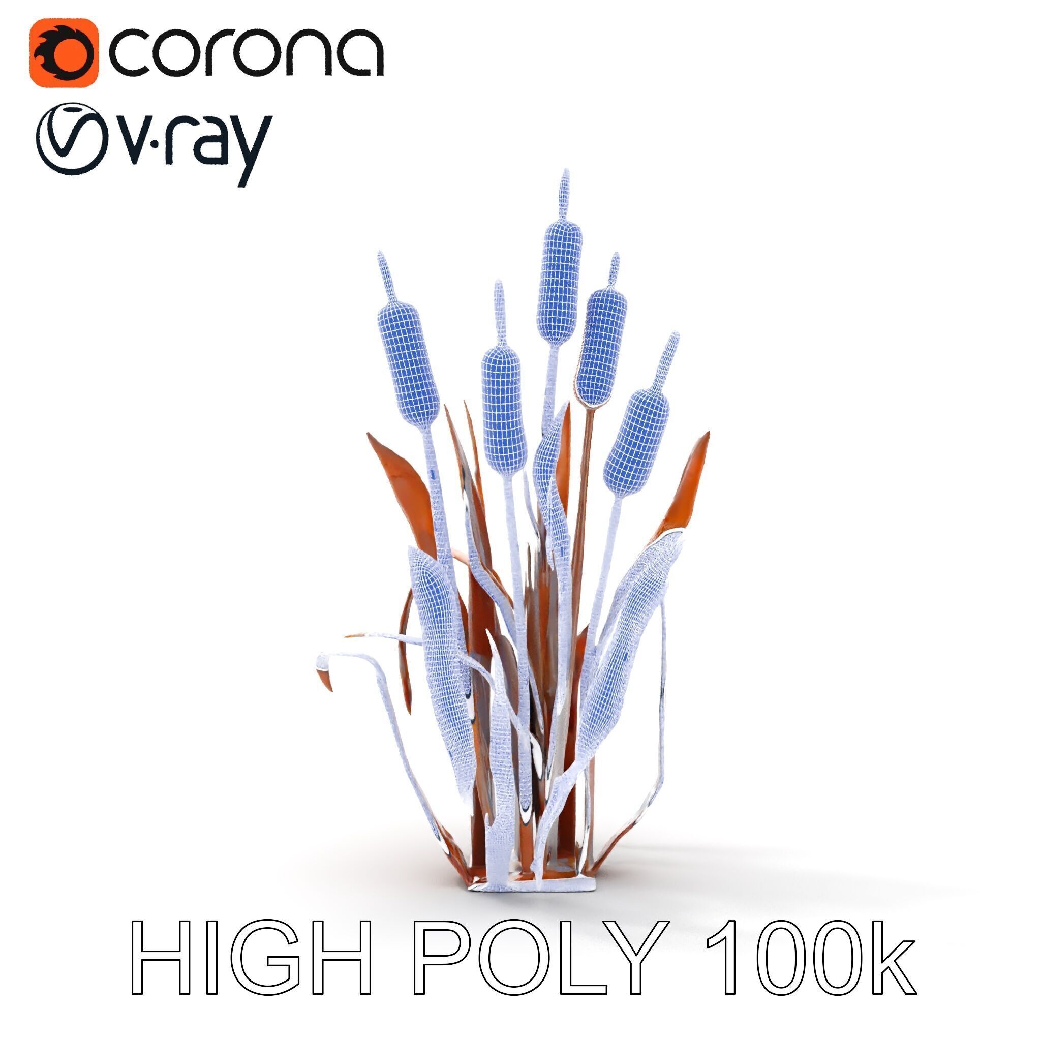 Metal Cattail Sculpture Model Pack Low-poly 3D model_32