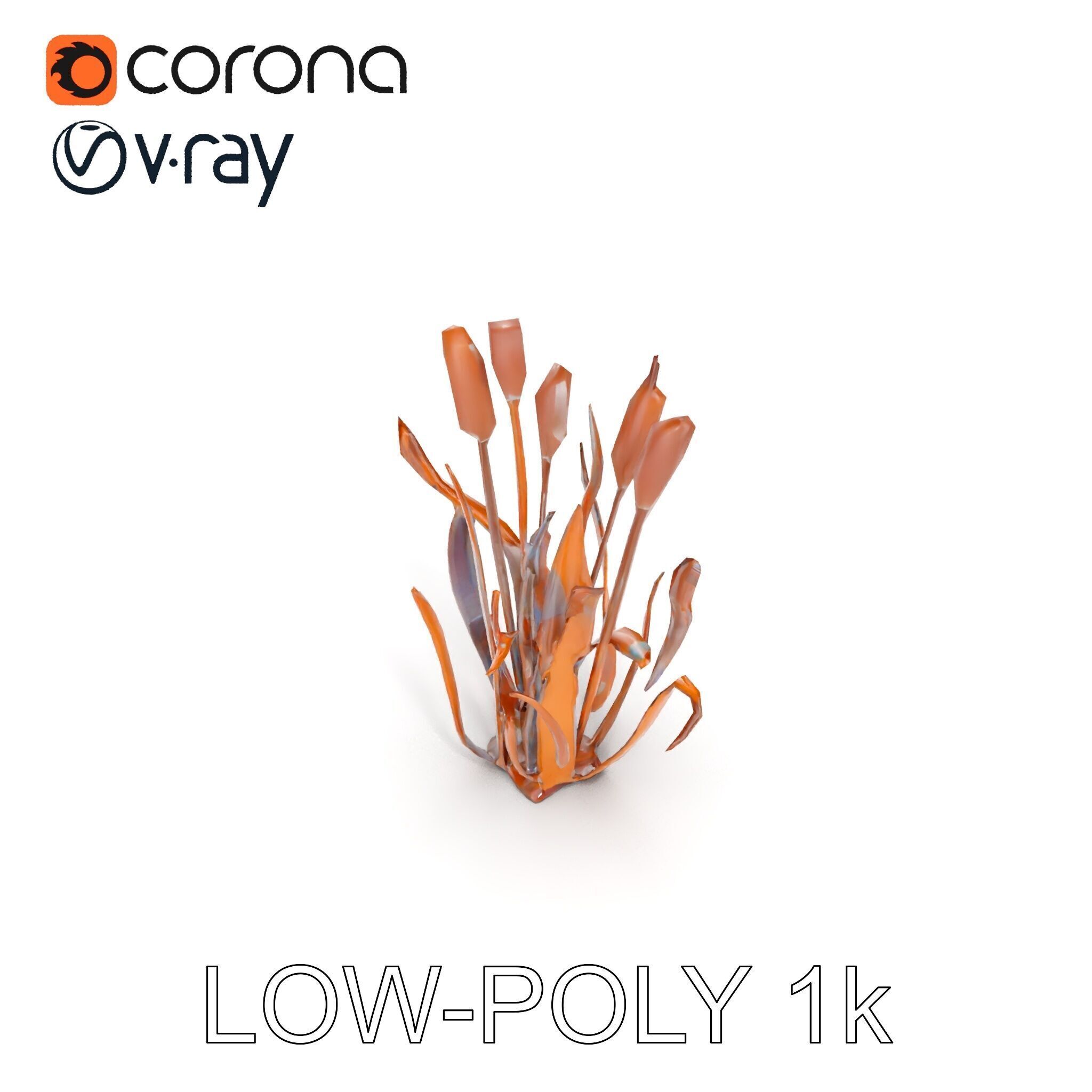 Metal Cattail Sculpture Model Pack Low-poly 3D model_7