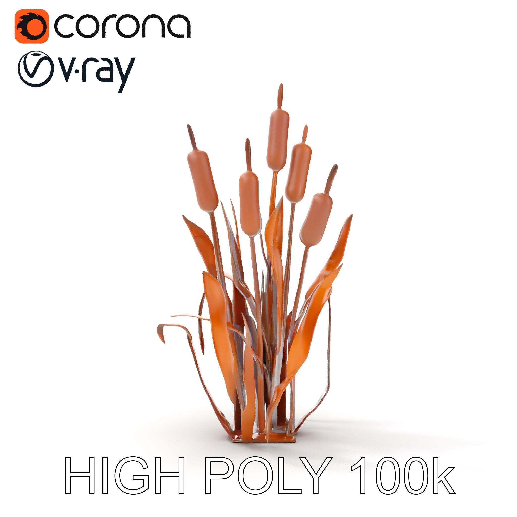 Metal Cattail Sculpture Model Pack Low-poly 3D model_20