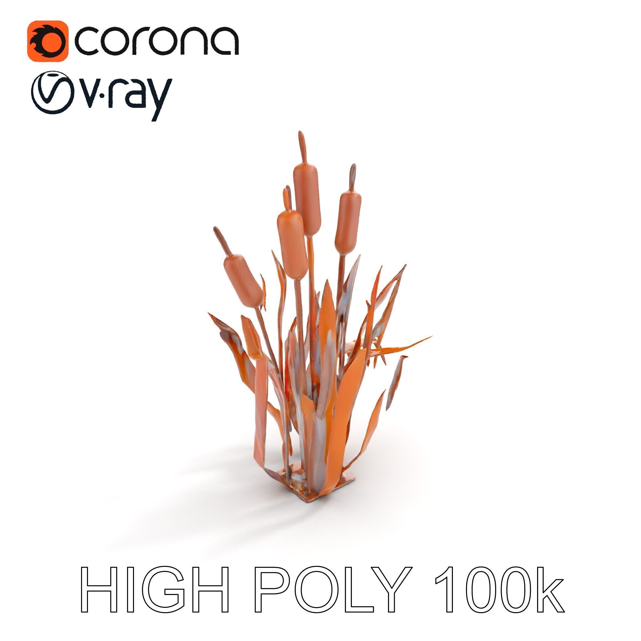 Metal Cattail Sculpture Model Pack Low-poly 3D model_17