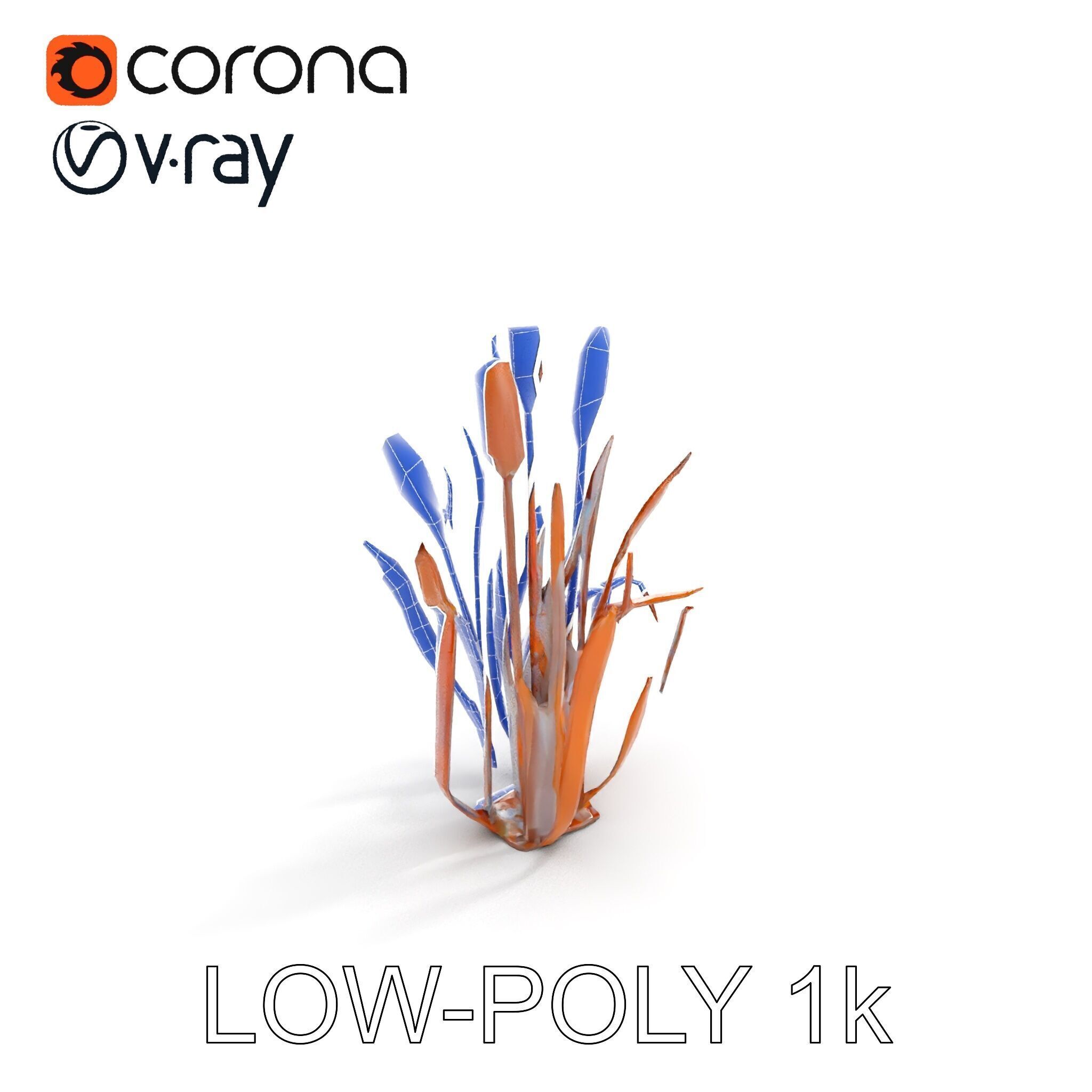 Metal Cattail Sculpture Model Pack Low-poly 3D model_14