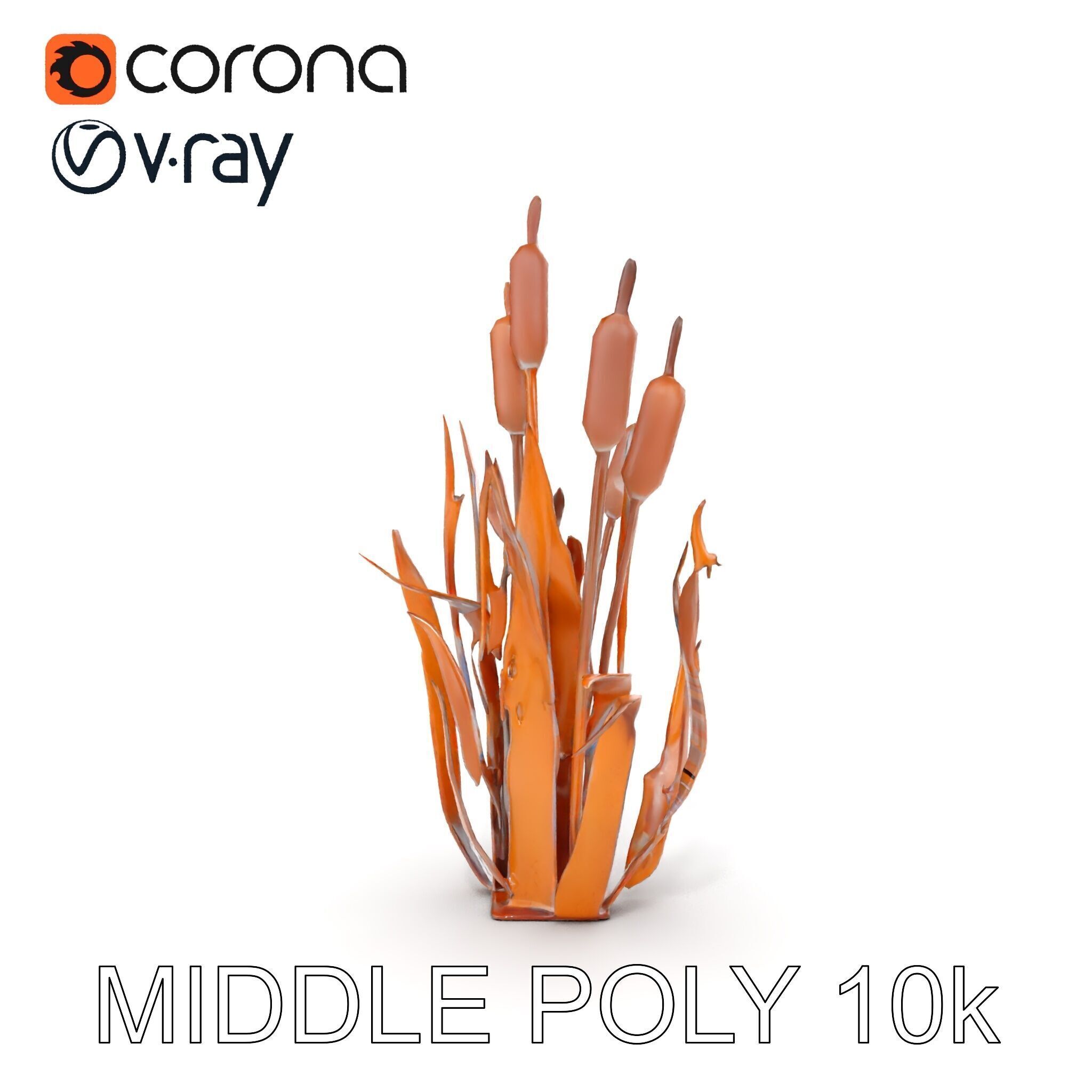 Metal Cattail Sculpture Model Pack Low-poly 3D model_13
