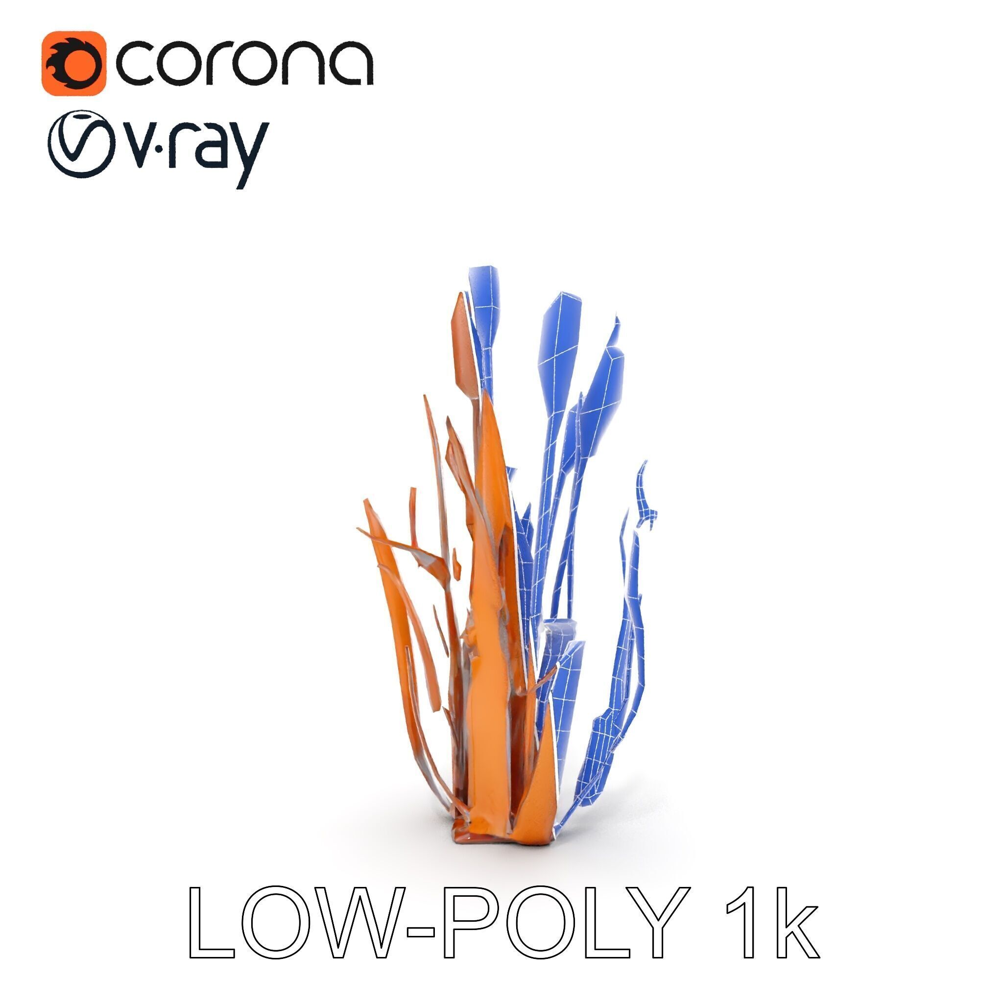 Metal Cattail Sculpture Model Pack Low-poly 3D model_25