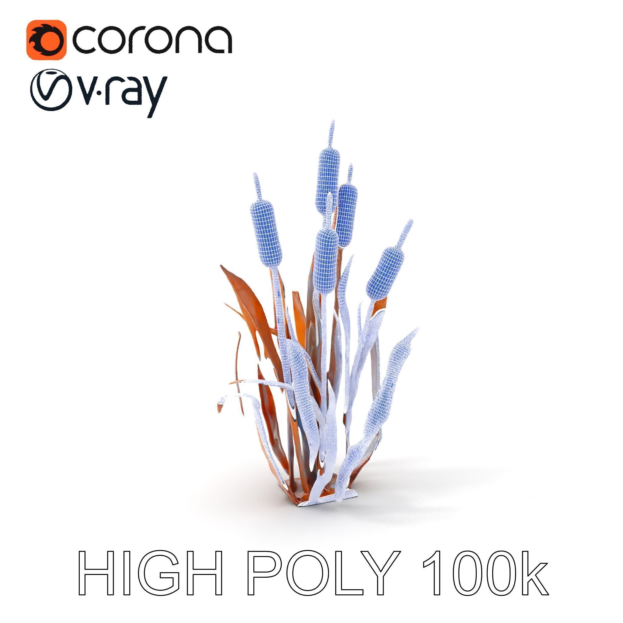 Metal Cattail Sculpture Model Pack Low-poly 3D model_4