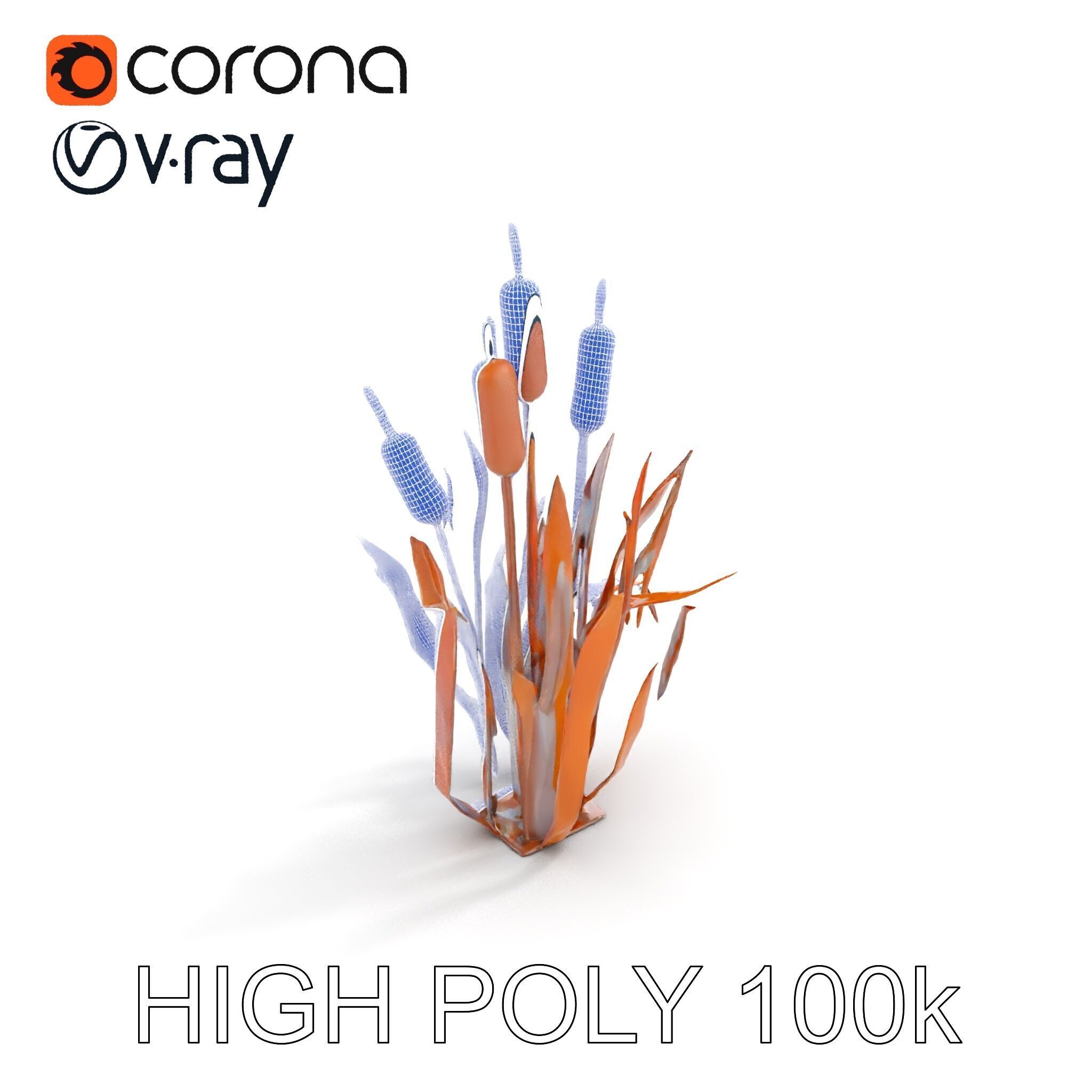 Metal Cattail Sculpture Model Pack Low-poly 3D model_26