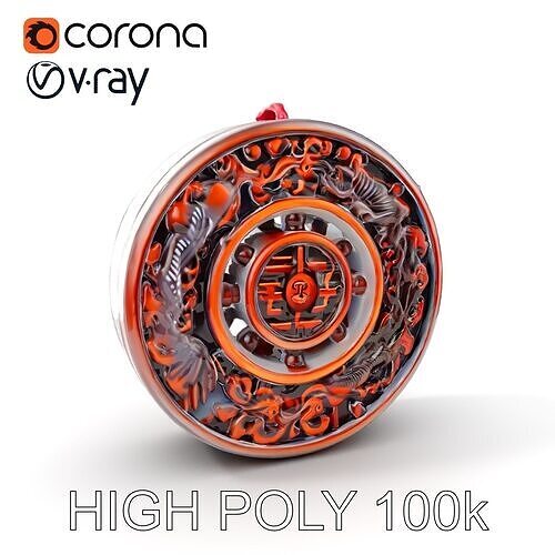 Intricate Wooden Art Wheel Model Pack Low-poly 3D model