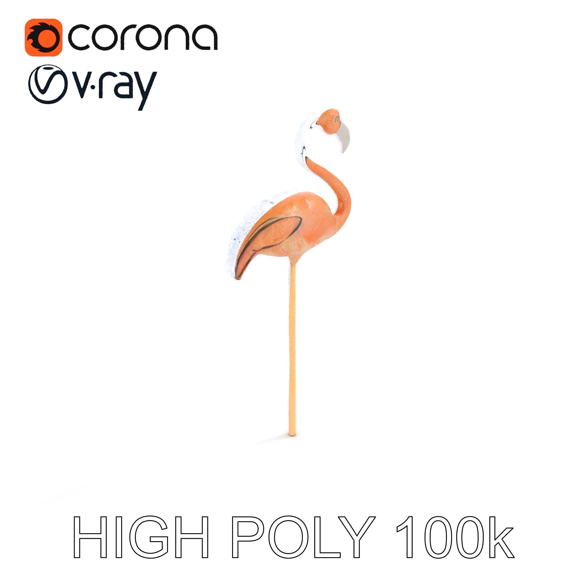 Elegant Flamingo Sculpture Model Pack for Decoration Low-poly 3D model_19