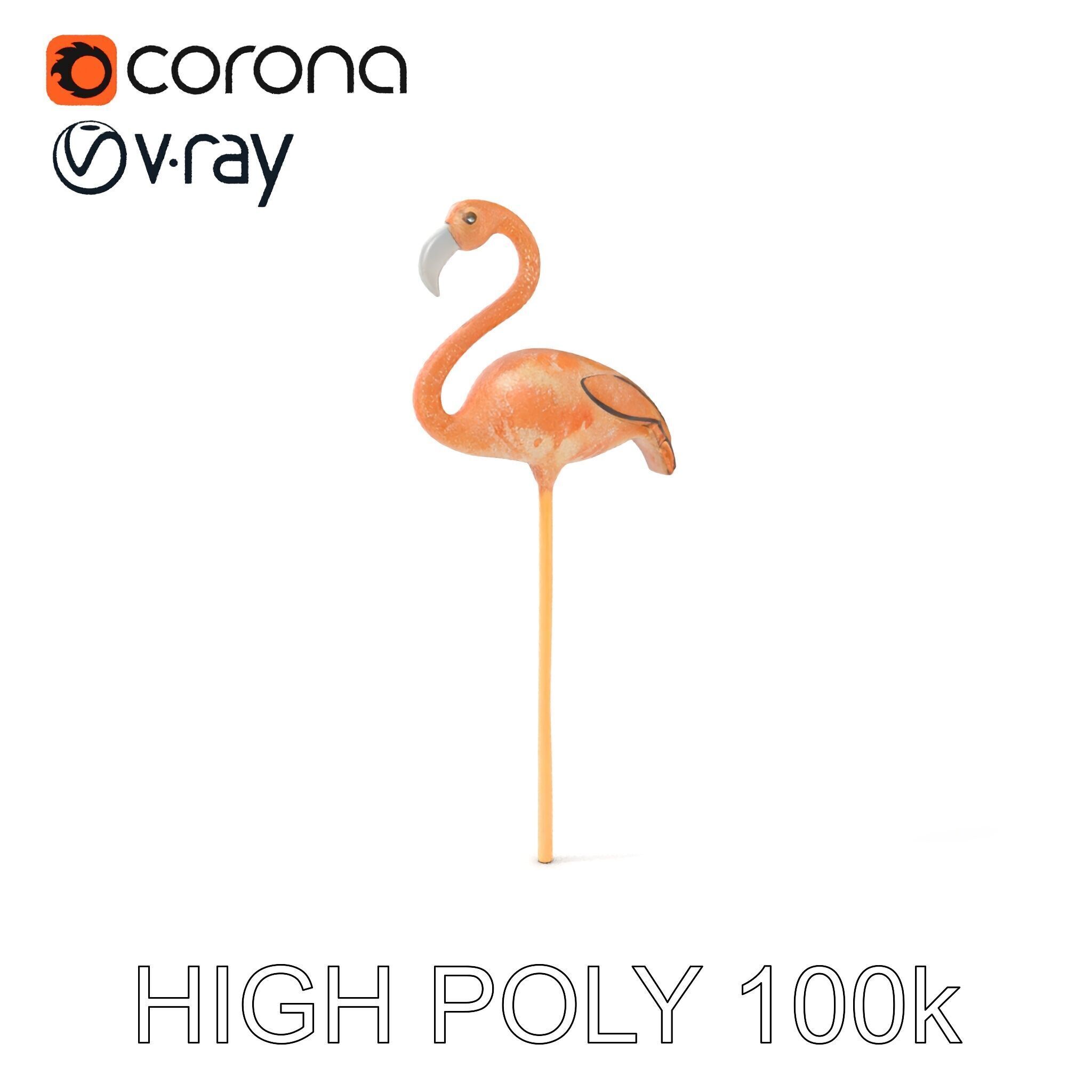 Elegant Flamingo Sculpture Model Pack for Decoration Low-poly 3D model_7