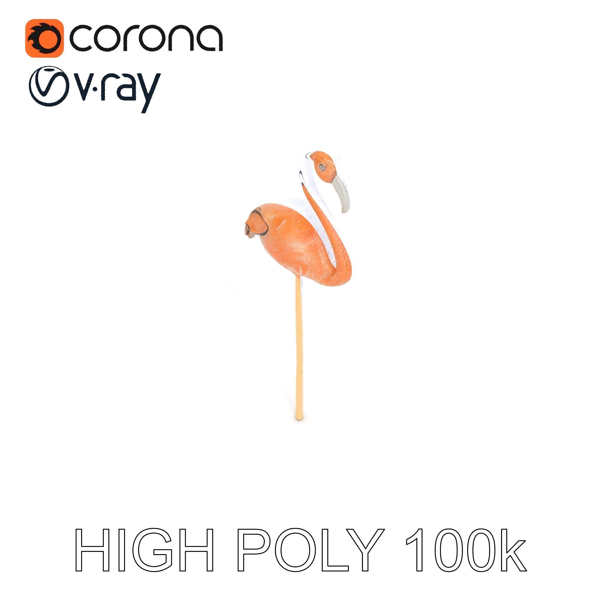 Elegant Flamingo Sculpture Model Pack for Decoration Low-poly 3D model_15