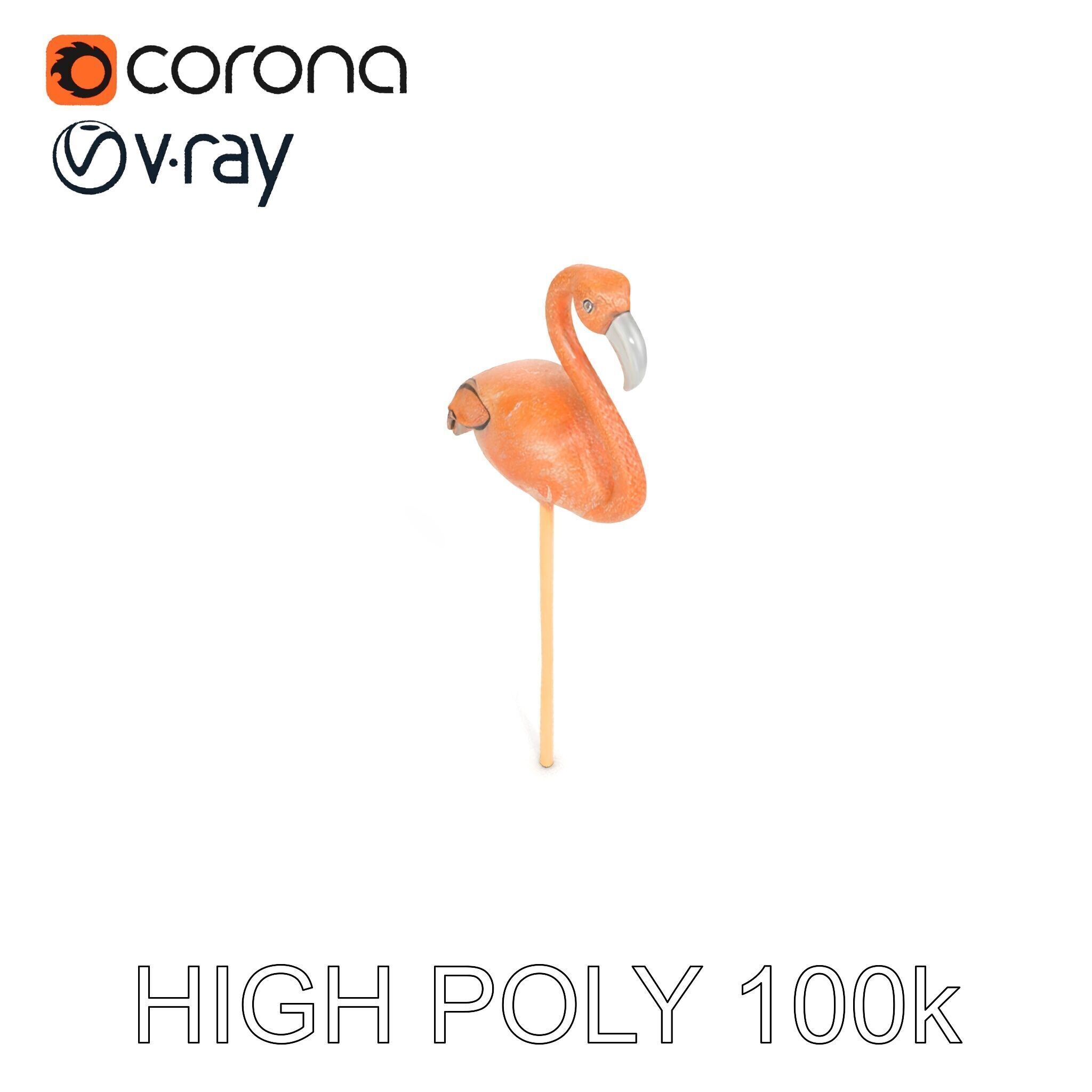 Elegant Flamingo Sculpture Model Pack for Decoration Low-poly 3D model_10