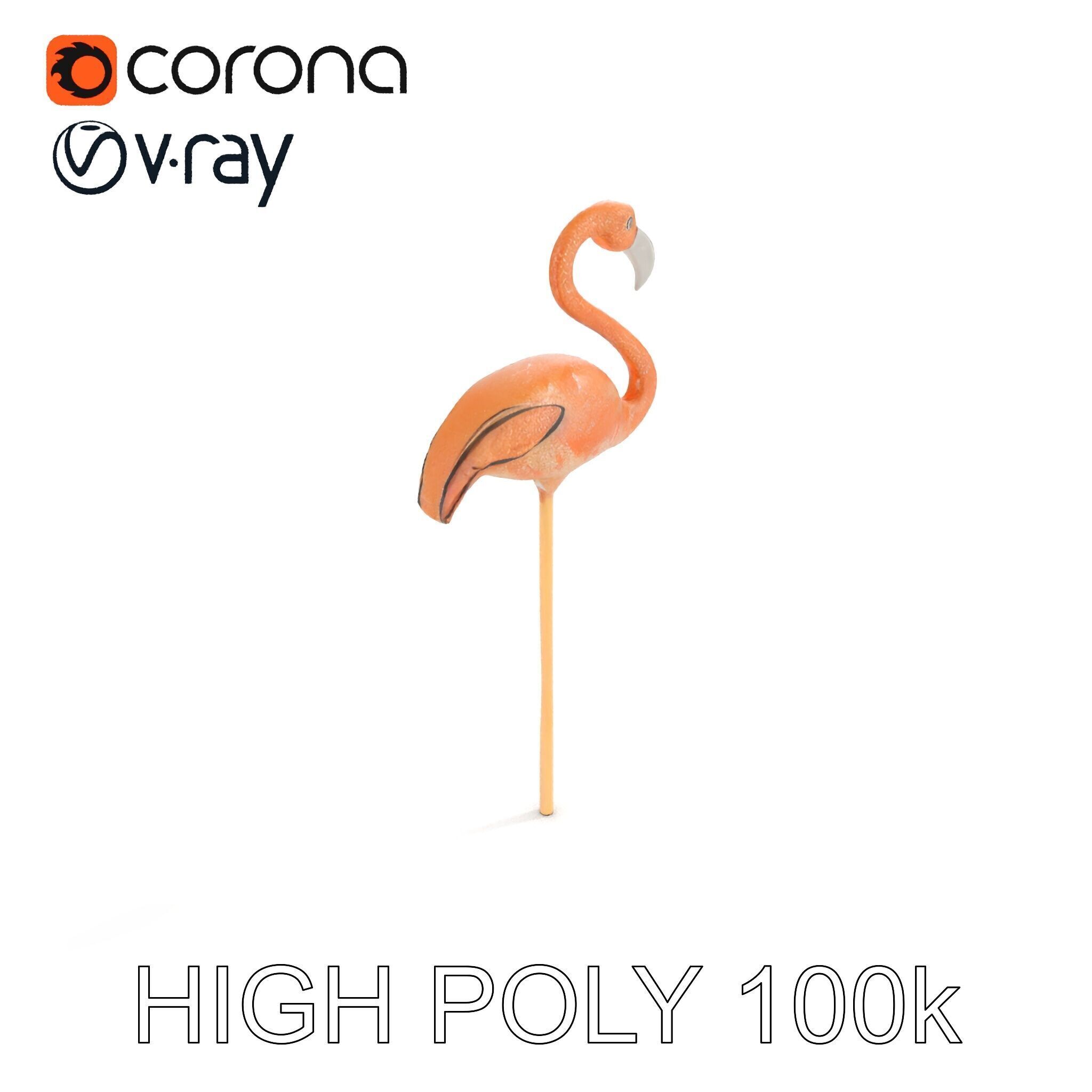 Elegant Flamingo Sculpture Model Pack for Decoration Low-poly 3D model_26