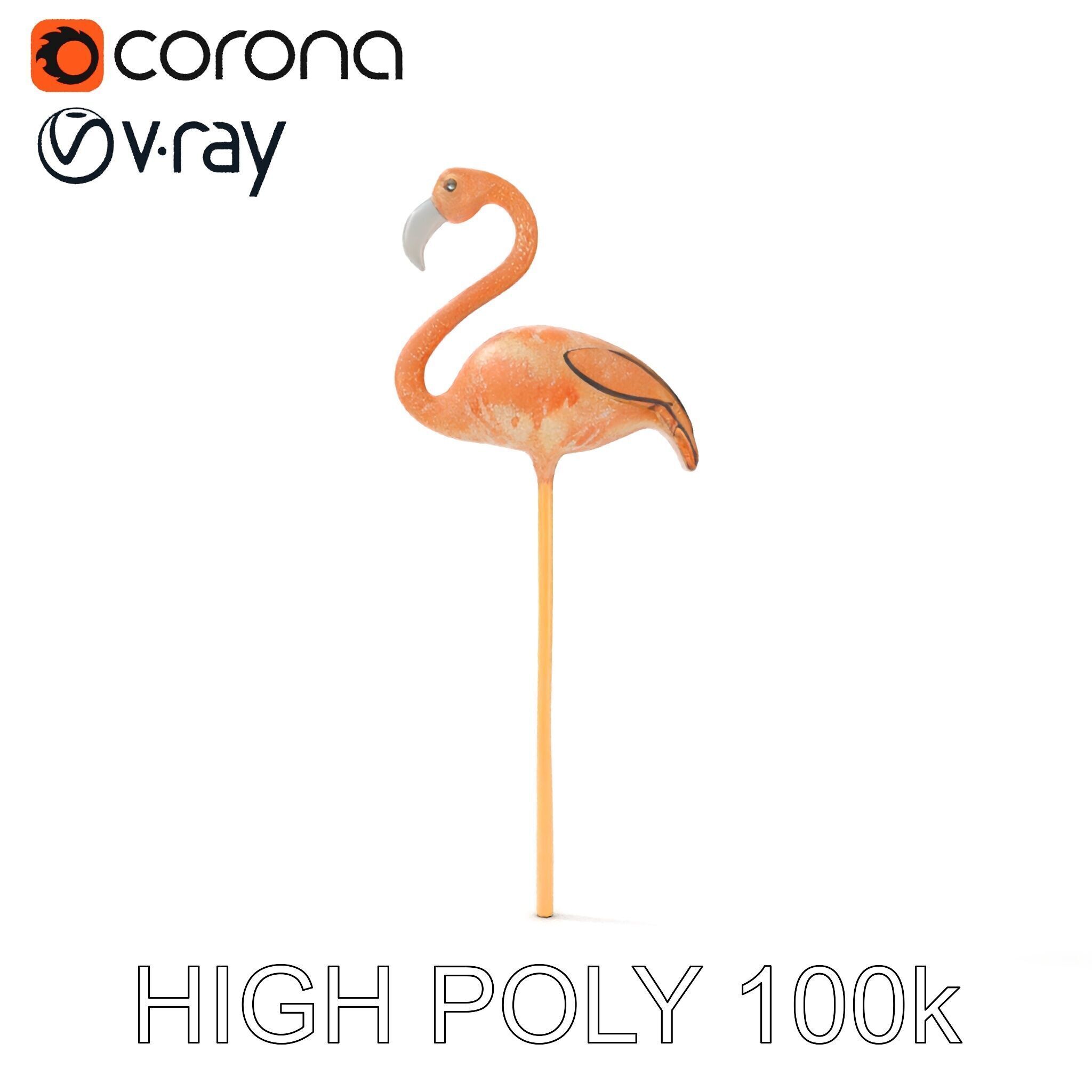 Elegant Flamingo Sculpture Model Pack for Decoration Low-poly 3D model_20