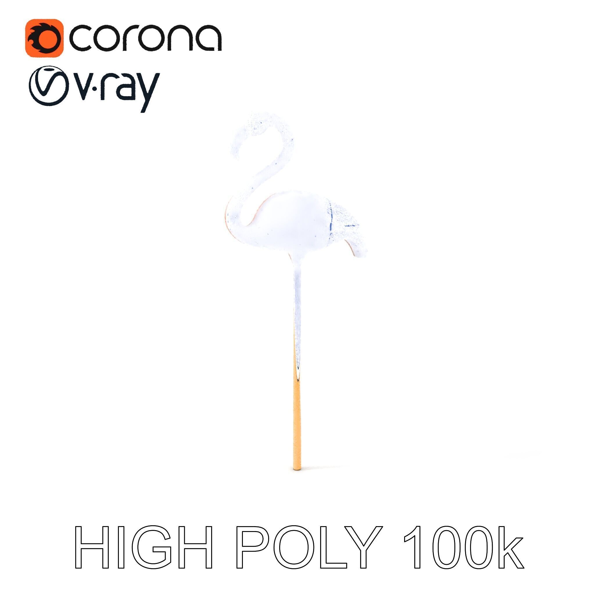 Elegant Flamingo Sculpture Model Pack for Decoration Low-poly 3D model_4