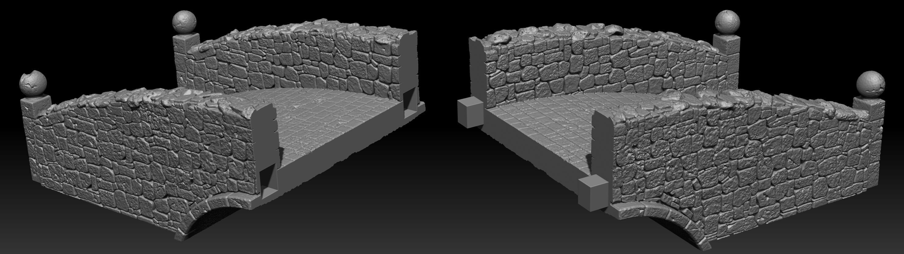 Broken and no broken bridge  3D print model_1