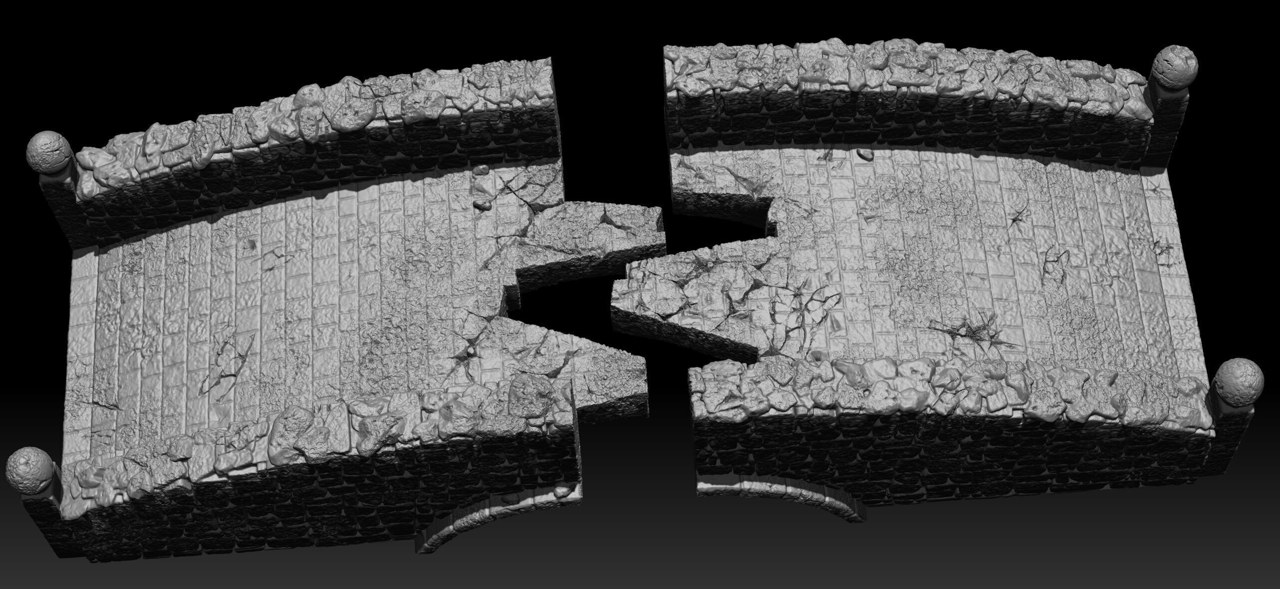 Broken and no broken bridge  3D print model_3