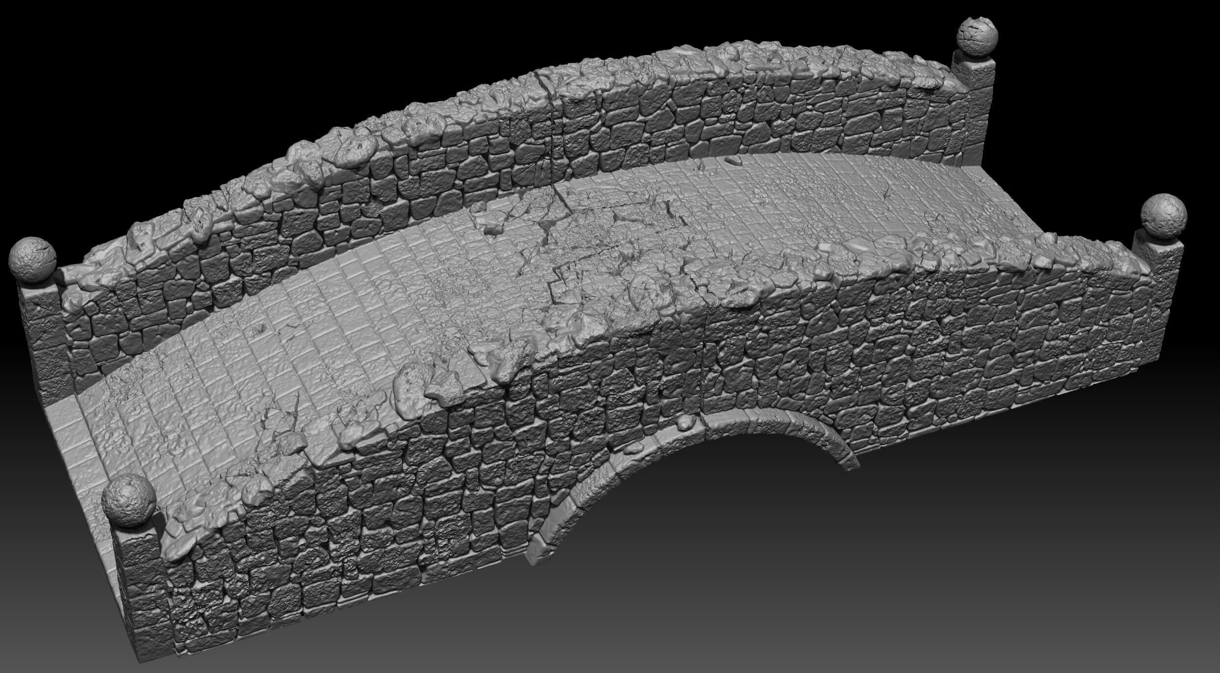 Broken and no broken bridge  3D print model_4