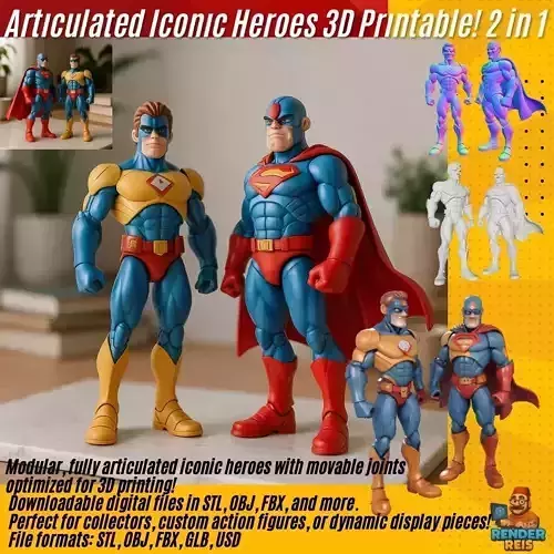 Retro Superhero Figures  3D Printable Nostalgic Model Set 3D print model