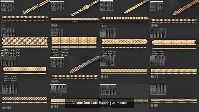 Antique Bracelets Turkish 3D Model Collection