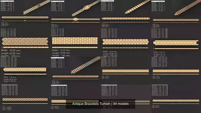 Antique Bracelets Turkish 3D Model Collection