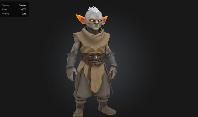  Evil Goblin with Glowing Eyes Low-poly 3D model