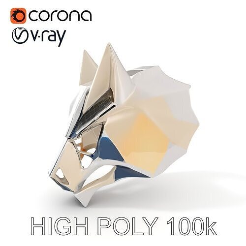 Geometric Panther Head Wall Sculpture Model Pack Low-poly 3D model