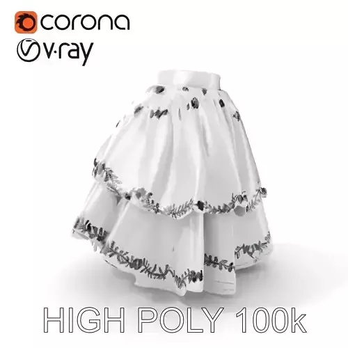 Elegant Layered Skirt Model Pack with Floral Embroidery