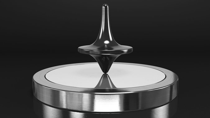 Metal Spinning Top with Base 3D model