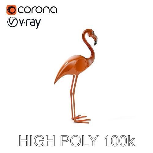 Elegant Flamingo Sculpture D Model Pack Low-poly 3D model