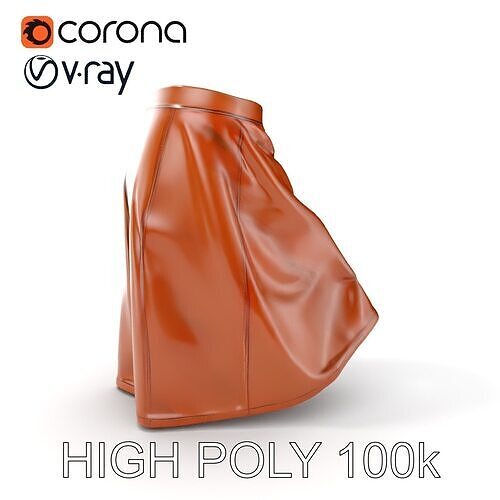 Elegant Leather Skirt D Model Pack Low-poly 3D model