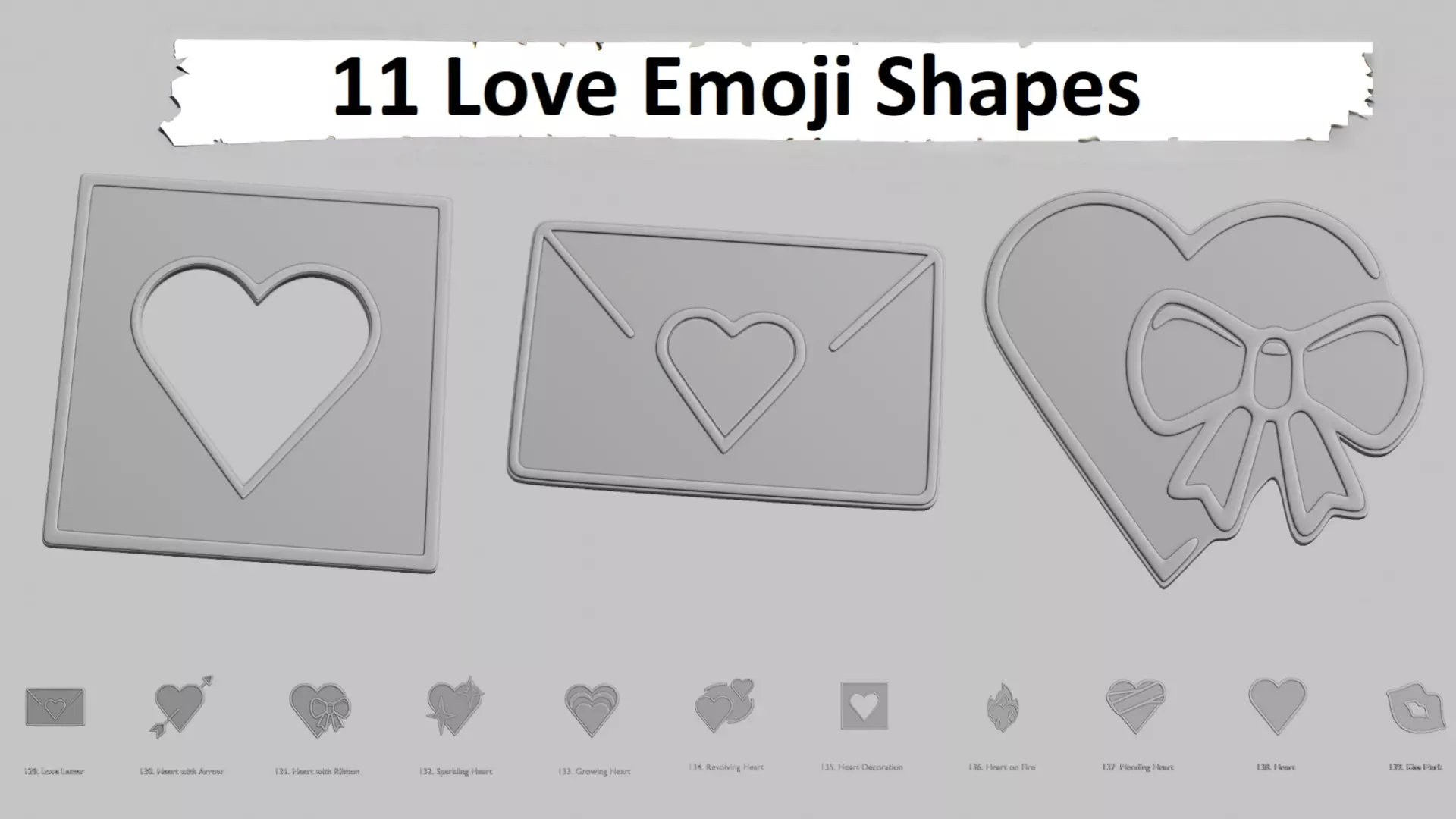 Love Emoji Pack 3D Printable 11 Unique Emojis 3D print model