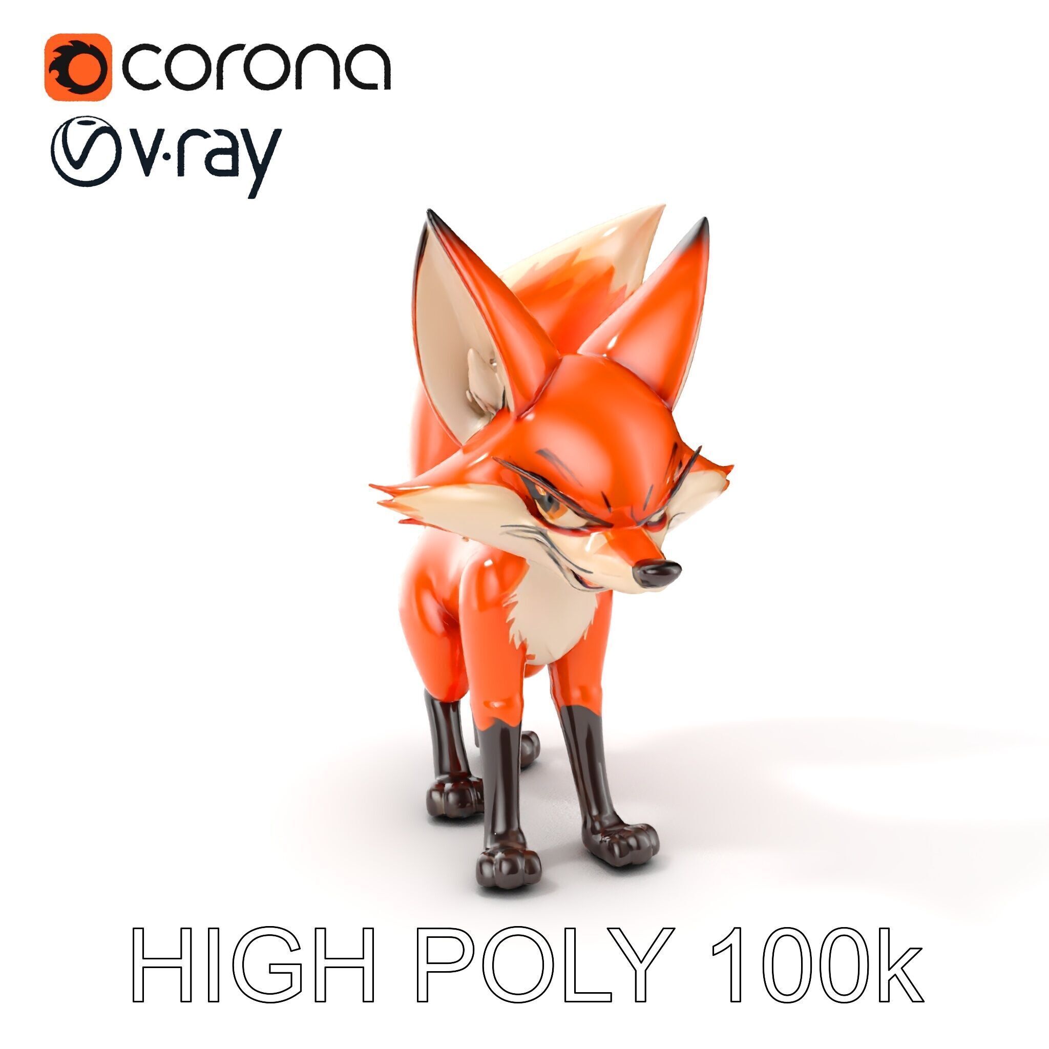 Cartoon Fox Character Model Pack Low-poly 3D model_6